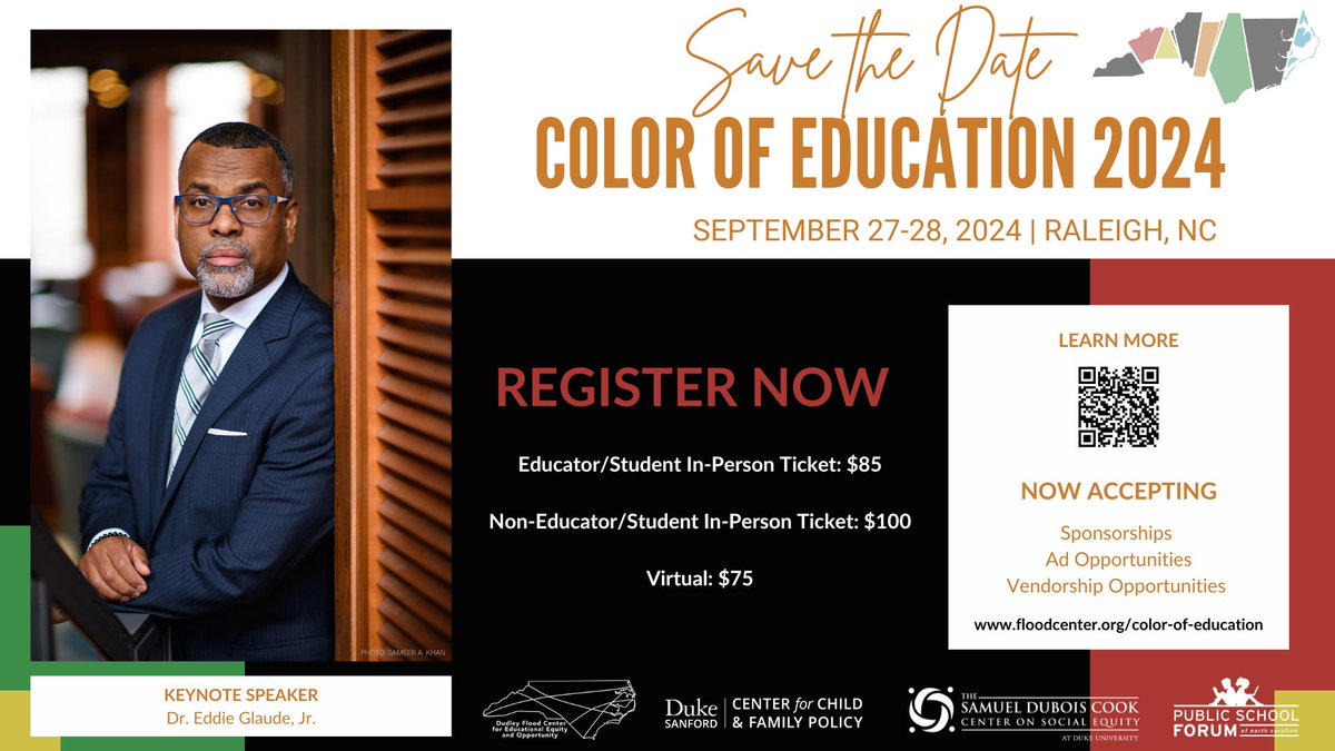 Public School Forum (@thencforum) on Twitter photo #NCED Join us 9/27-28 for Color of Education 2024. This year’s theme is Collective Action: People & The Arc of Justice. COE is a partnership between <a href="/DudleyFloodCtr/">DudleyFloodCenter</a> <a href="/DukeChildPol/">Center for Child and Family Policy</a> & @DukeSocialEQ
Visit bit.ly/COE_X to register. #NCED Join us 9/27-28 for Color of Education 2024. This year’s theme is Collective Action: People & The Arc of Justice. COE is a partnership between <a href="/DudleyFloodCtr/">DudleyFloodCenter</a> <a href="/DukeChildPol/">Center for Child and Family Policy</a> & @DukeSocialEQ
Visit bit.ly/COE_X to register.