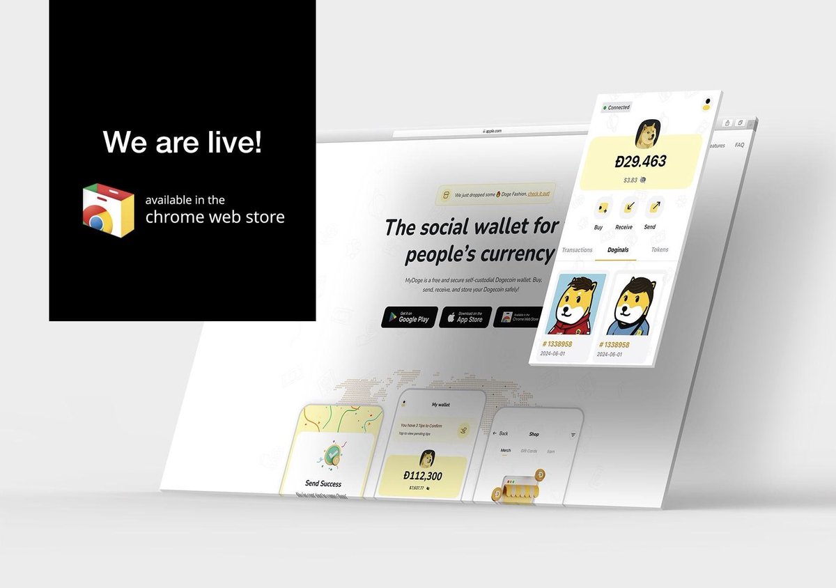 AVAILABLE NOW! 🚨

MyDoge - Dogecoin Wallet for Chrome v1.0

Introducing Doginals/DRC-20 support!

View and transfer your favorite tokens with 0 extra fees!