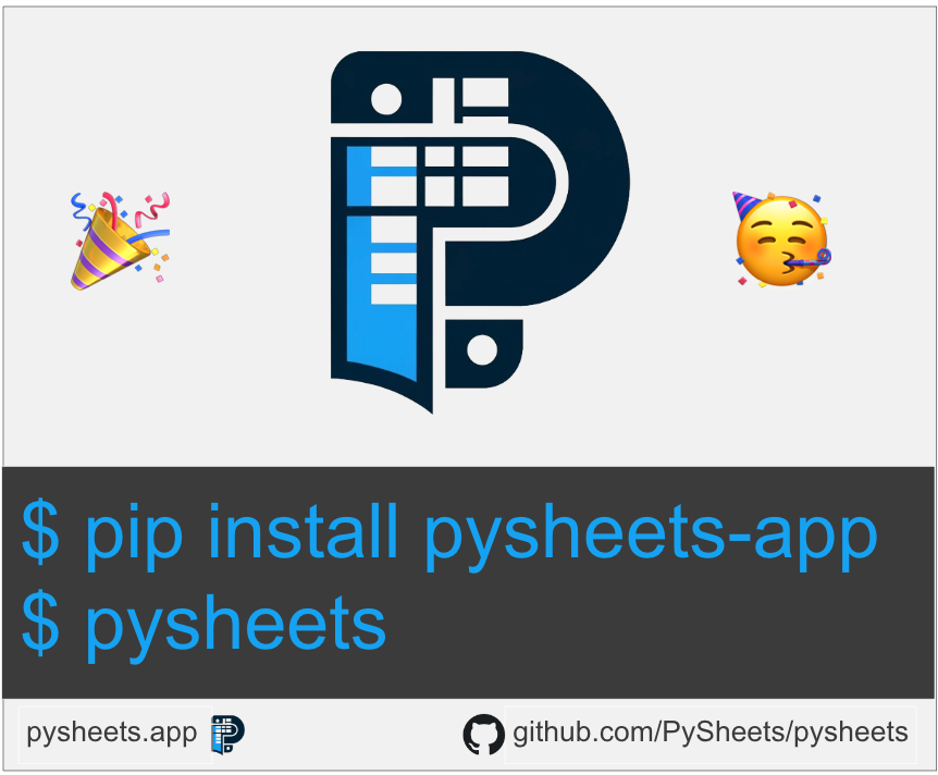 laffra's tweet photo. I have great news 🚀. PySheets is now open source and runs entirely on your own (enterprise) device, without an external server. Try it out and get your early-adaptor license now, with free updates, forever. https://t.co/lKhQhgpllk