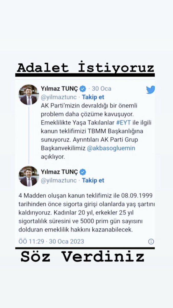 HalideKln444's tweet photo. "SÖZ UÇAR YAZI KALIR"
8.9.99 ÖNCESİ
💥5000 Prim Gün
💥3600 Kısmi'yi MAĞDUR
Edenlerden
Sözde değil Özde HAKkımızı
İstiyoruz
@RTErdogan @isikhanvedat @vedatbilgn @avabdullahguler  @yilmaztunc

#5000VeKısmiyeSessizKalamazsınız https://t.co/Xc8oX7TtD3