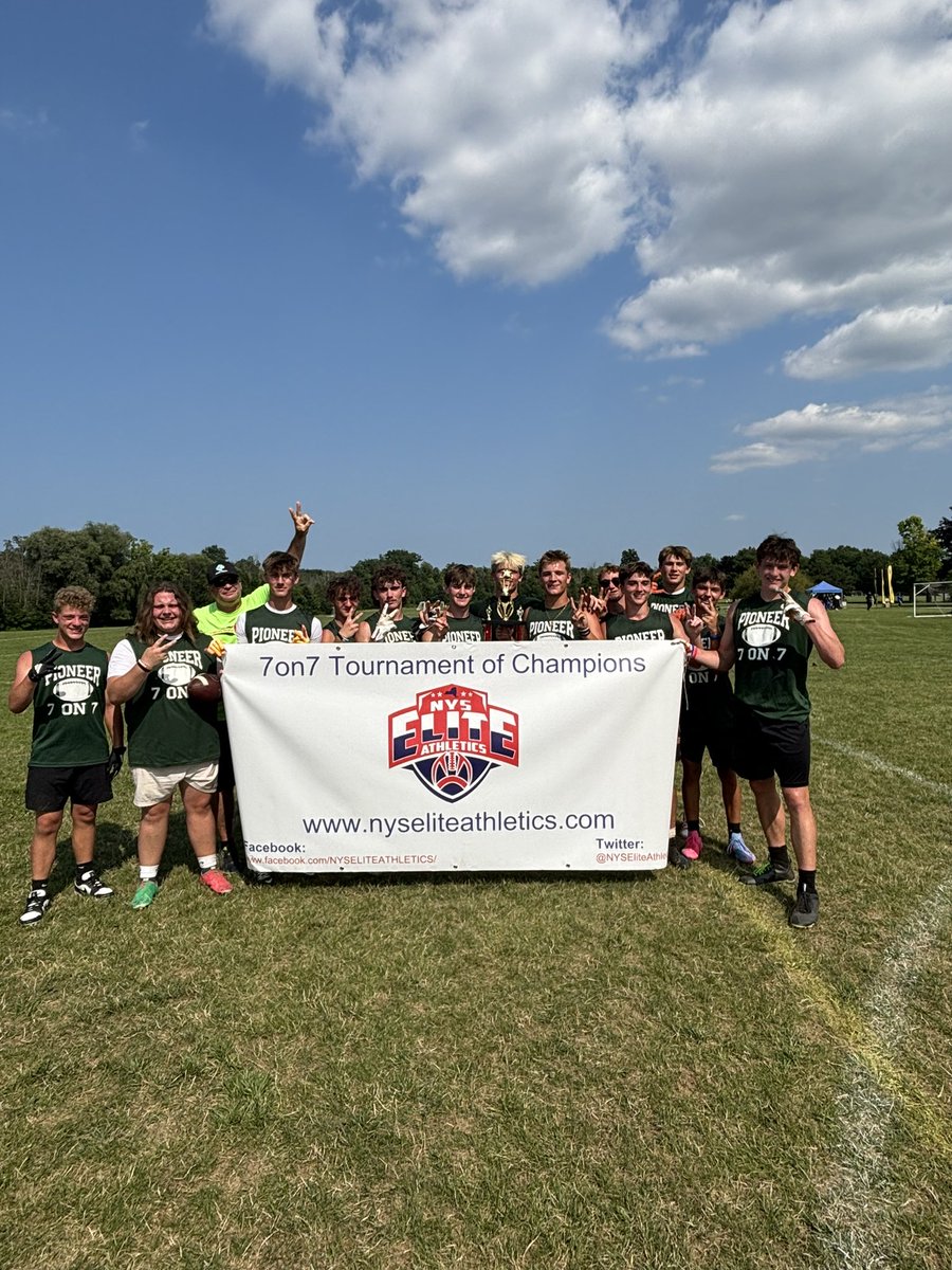 David Marean (@nyseliteathlet) on Twitter photo Congratulations to the <a href="/Pi_ONE_er/">Pioneer Athletics Section VI</a> on their Back to Back Championship at our 4th Annual NYS Elite 7on7 🏈Tournament of Champions! 🏆👏🔥
<a href="/prospectnys/">Prospect NYS</a> <a href="/VarsityMedia/">Varsity Media</a> <a href="/Coach_Kramer15/">Rob Kramer</a> <a href="/SteveDAnna1/">⭐️Coach Steve D'Anna⭐️</a> <a href="/SecVFootball/">Section V Football</a> <a href="/MrSection6/">Section 6 Football</a> <a href="/sectionvflagfb/">Section V Flag Football</a> <a href="/Sect4Football/">Section4Football.com</a> <a href="/WNYAthletics/">WNY Athletics</a> <a href="/NYMadeFootball/">NY MADE FOOTBALL</a> Congratulations to the <a href="/Pi_ONE_er/">Pioneer Athletics Section VI</a> on their Back to Back Championship at our 4th Annual NYS Elite 7on7 🏈Tournament of Champions! 🏆👏🔥
<a href="/prospectnys/">Prospect NYS</a> <a href="/VarsityMedia/">Varsity Media</a> <a href="/Coach_Kramer15/">Rob Kramer</a> <a href="/SteveDAnna1/">⭐️Coach Steve D'Anna⭐️</a> <a href="/SecVFootball/">Section V Football</a> <a href="/MrSection6/">Section 6 Football</a> <a href="/sectionvflagfb/">Section V Flag Football</a> <a href="/Sect4Football/">Section4Football.com</a> <a href="/WNYAthletics/">WNY Athletics</a> <a href="/NYMadeFootball/">NY MADE FOOTBALL</a>