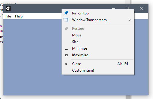 YellowAfterlife's tweet photo. What's new: doing a GameMaker extension that lets you do native menus, popup menus, add buttons to the window menu, and other related trickery https://t.co/GZPAftVko6