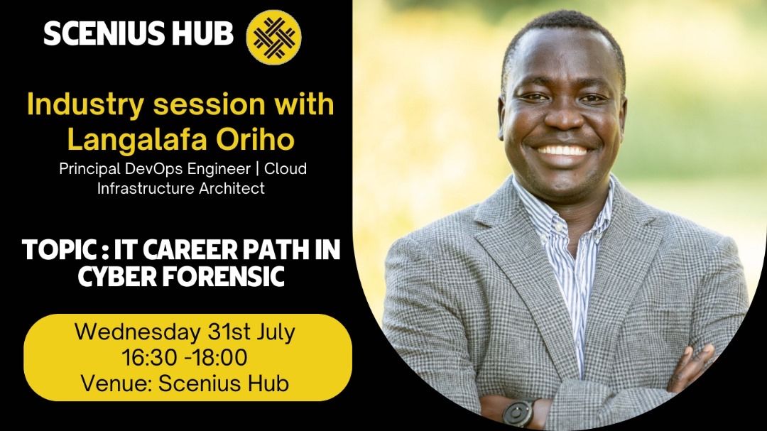 SceniusHub's tweet photo. Be part of an exclusive session on 31 July with Langalafa Oriho! Discover Cyber Forensics and IT career paths. Gain valuable insights and network with industry experts!
#CyberForensics #ITCareer #SceniusHub #IndustrySession #TechTalks https://t.co/9zmYYiwuPW