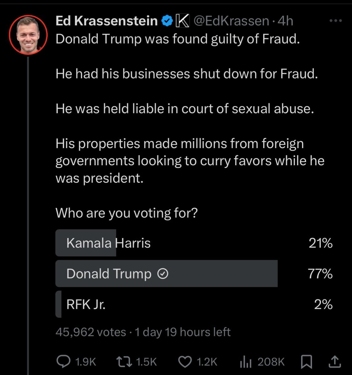 theworkingmans's tweet photo. If you ever needed more evidence that #DonaldTrump will win the election handedly, not even the Krassenstein’s can motivate #leftest/#Democrats to vote for #KamalaBorderCzar https://t.co/jrpw5zCN5T