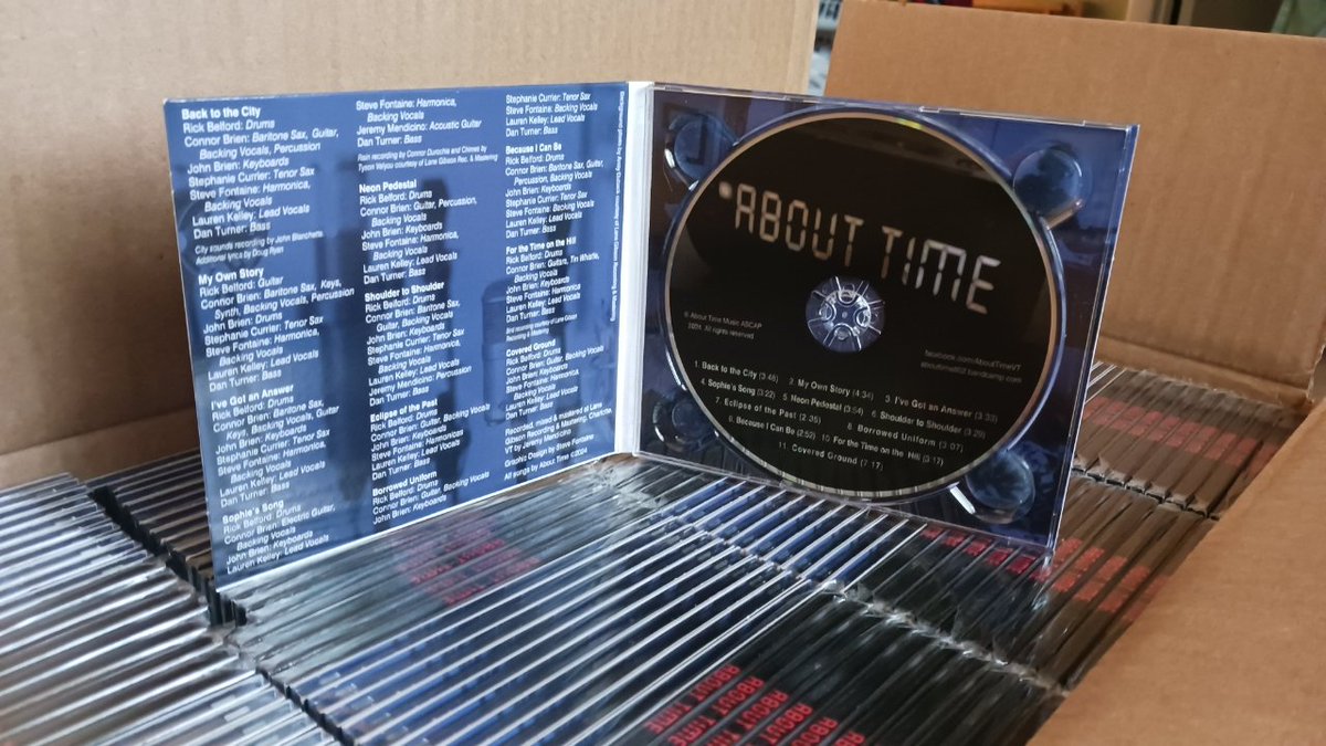 AboutTimeVT's tweet image. Physical copies of our second album have come in! About Time release into the world via streaming platforms and abouttime802.bandcamp.com on August 8th! Can't wait for you to hear it! Xoxo AT