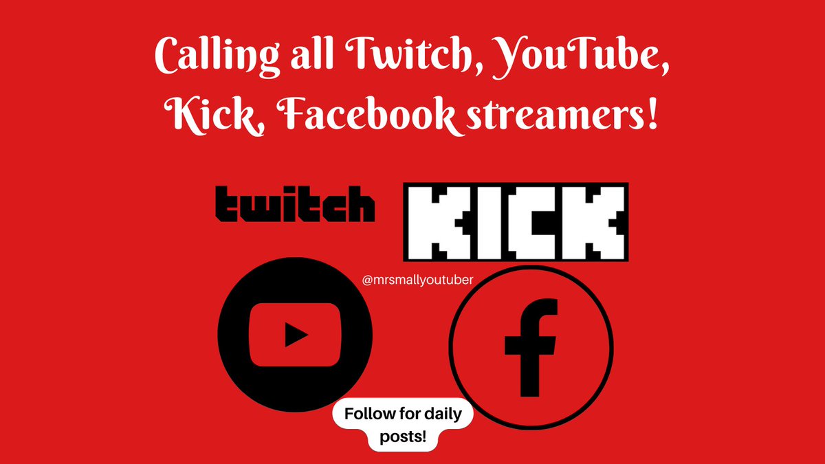 Mr Small YouTuber 🎥😎▶️ (@mrsmallyoutuber) on Twitter photo Calling all Twitch, YouTube, Kick, Facebook streamers!
🔁Repost & follow <a href="/MrSmallYouTuber/">Mr Small YouTuber 🎥😎▶️</a>
✅Drop your links🔗
📣Only check out those who repost this post
📈GROW your streams with
tubebuddy.com/pricing?a=Mrsm…
🔴Turn on🔔
27.07.24 Calling all Twitch, YouTube, Kick, Facebook streamers!
🔁Repost & follow <a href="/MrSmallYouTuber/">Mr Small YouTuber 🎥😎▶️</a>
✅Drop your links🔗
📣Only check out those who repost this post
📈GROW your streams with
tubebuddy.com/pricing?a=Mrsm…
🔴Turn on🔔
27.07.24