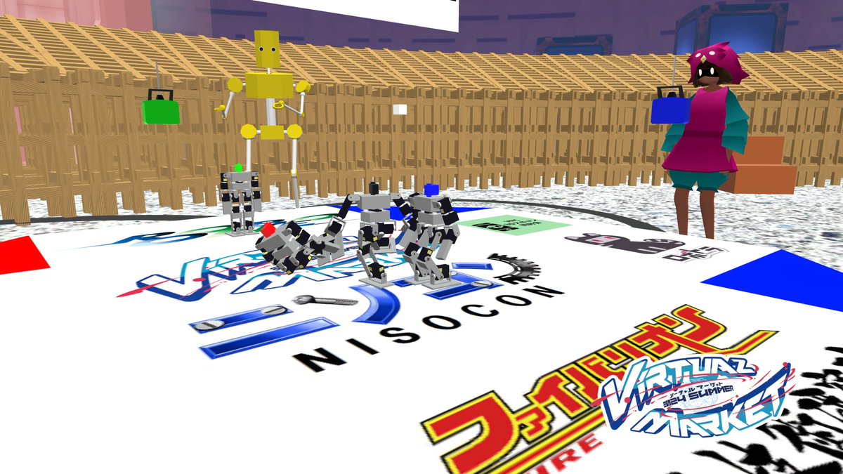 S_Thurk's tweet photo. #Vket #nisoconVR #VketPhoto
続いてRobo-RUMBLE
リアルだとプレートを一枚づつ外して等だけど、仮想空間なら文字通りステージが徐々に小さくなっていきます
最後まで生き残った人が勝者 https://t.co/GImHwGTtig