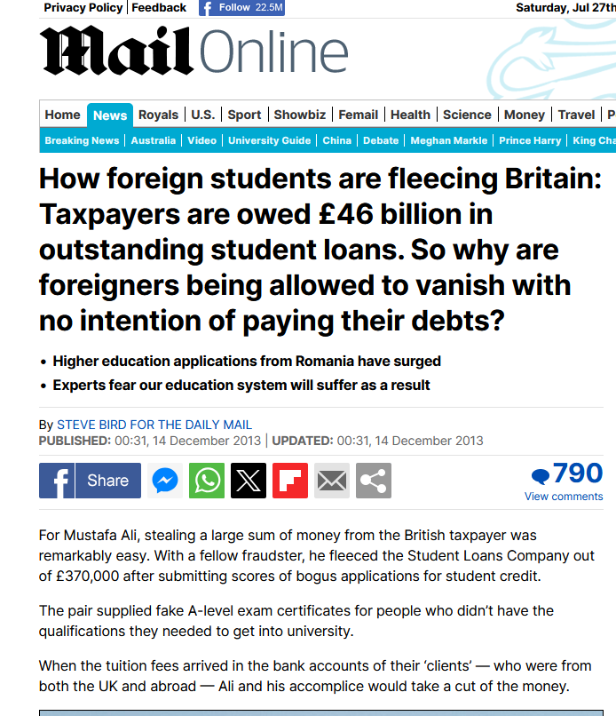 UK_Needs_Reform's tweet photo. £46 billion black hole caused by unpaid foreign students loans, explains why we pay so much tax. 

 I say Foreign student loans should be banned. Made to pay up front....anyone agree 👍 https://t.co/NYjJG6Nq17