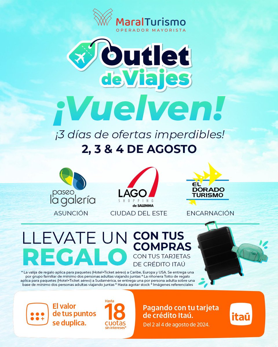 BrunettiJose's tweet photo. Se viene el #Outletdeviajes la mejor oportunidad de tener ofertas increíbles y poder hacer ese viaje que tanto queres!!! https://t.co/eOFsKfcdJx