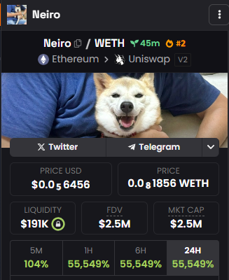 DexScreener is Updated ✅
Community Forming ✅
Trending Number ONE 

NEXT is DexTools! 
etherscan.io/tx/0x2d12d5f28…

$NEIRO