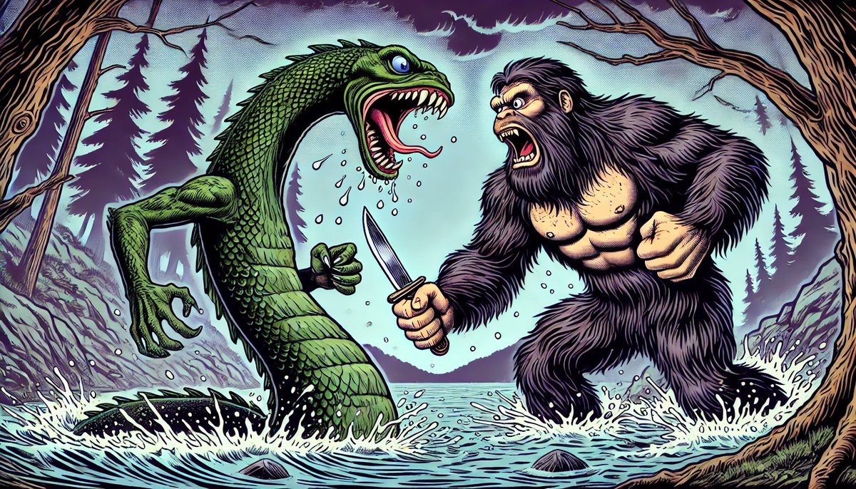 floatingfarmers's tweet image. Who do you think would win? #locknessmonster #bigfoot
