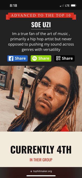 Made it to the top 10 👏🏾 SW Michigan stand up . Keep voting for me https://t.co/HR3n9iuz3h https://t<a href="/tag/summer"class="tags"><span>#summer</span></a><a href="/tag/newmusic"class="tags"><span>#newmusic</span></a><a href="/tag/explore"class="tags"><span>#explore</span></a><a href="/tag/soeuzi"class="tags"><span>#soeuzi</span></a>