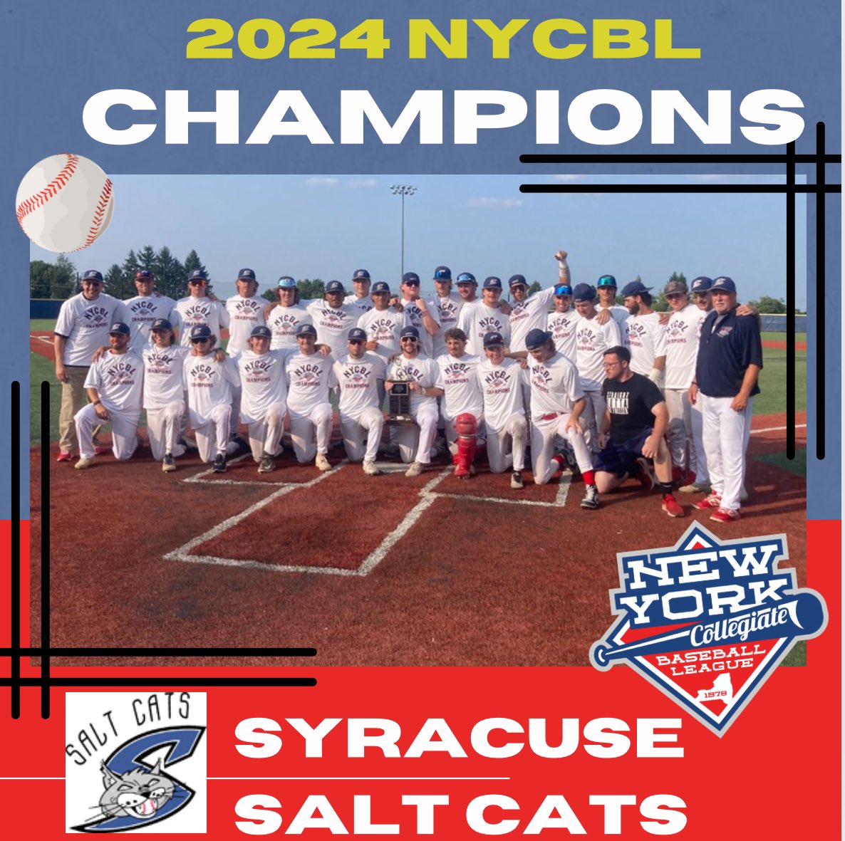 CONGRATULATIONS to the 2024 NYCBL Champions, the Syracuse Salt Cats ⚾️🏆