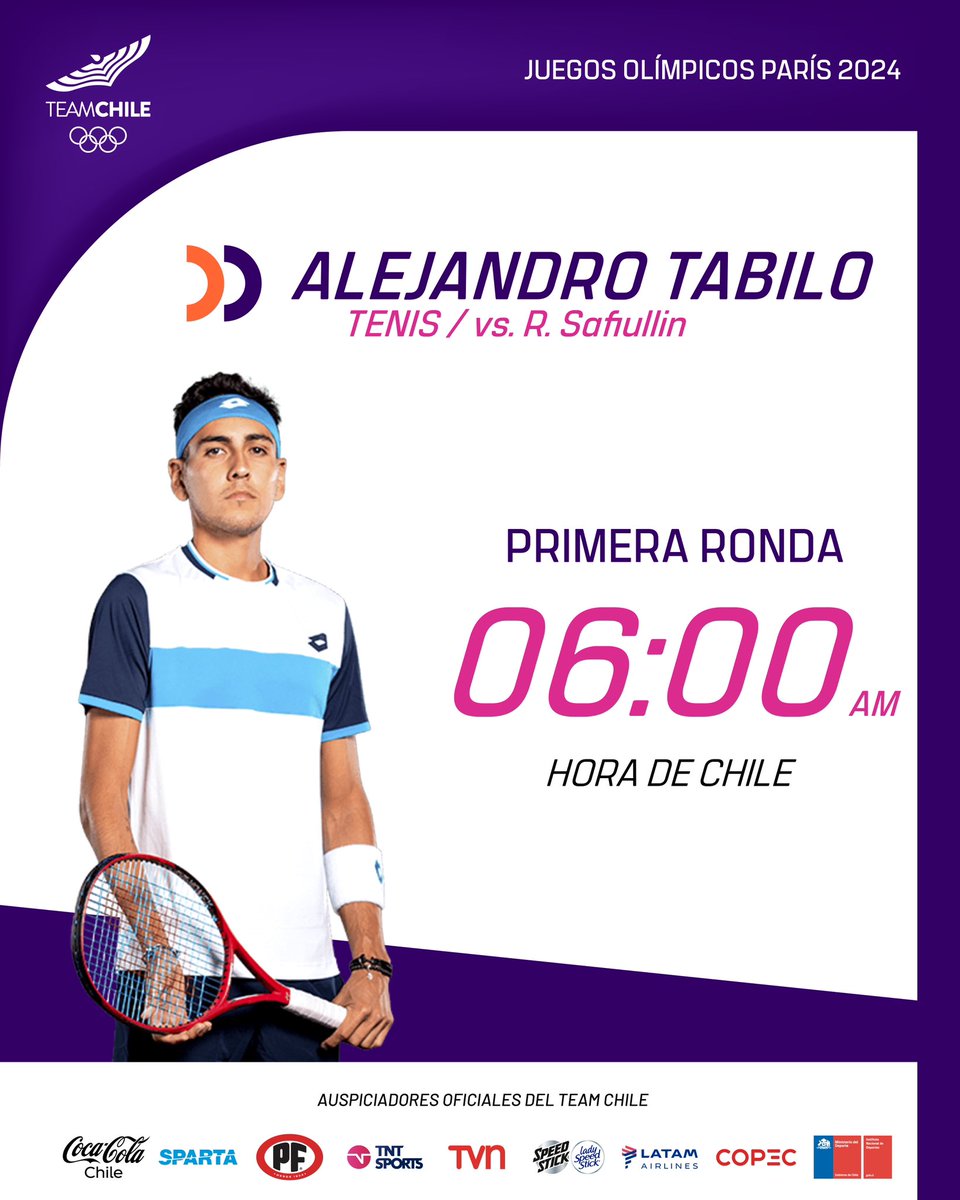 TeamChile_COCH's tweet photo. ¡SIGUE LA ACCIÓN! 🔥

Esta es la programación del Team Chile 🇨🇱 en la tercera jornada en @paris2024 🇫🇷.

OJO 👀 con:
📍El tenis 🎾 parte a las 06:00 🇨🇱, pero los chilenos van en diferentes turnos: Alejandro (3), Nico (5) y Tomás (4). Así calculan la ⏰ en que jugarán.

📺 Transmisión:
• @chilevision desde las 07:00 ✅.
• @clarosports transmite los Juegos en general (no podemos asegurar que pasen a chilenos 😅).

¡Contamos con todo tu apoyo a la distancia! 🥹☺️.

#VamosTeamChile 🇨🇱