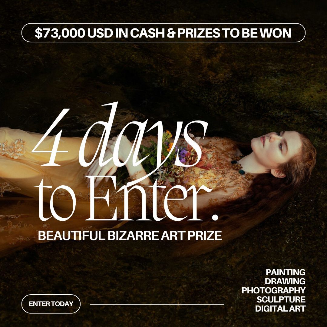 BeautifulBzarre's tweet image. 😱 4 DAYS LEFT TO ENTER the Beautiful Bizarre Art Prize! $73,000 USD in cash &amp;amp; amazing prizes to be won + have your work published in Beautiful Bizarre Magazine!

Its easy, just enter the best work from your portfolio @ beautifulbizarreartprize.art

Entry by: @candiceghaiphotography