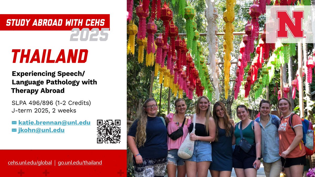 UNL_CEHS's tweet photo. Attention @UNLSECD SLP students - how does earning observation/clinical hours in Thailand in January sound? Pretty great to us too. Join Katie Brennan and Jessie Kohn for the 2-week faculty-led program.
More >> https://t.co/cXFCupCcnb
#UNL #UNLCEHS #HuskersAbroad #CEHSisGlobal https://t.co/A50hl6OZkY