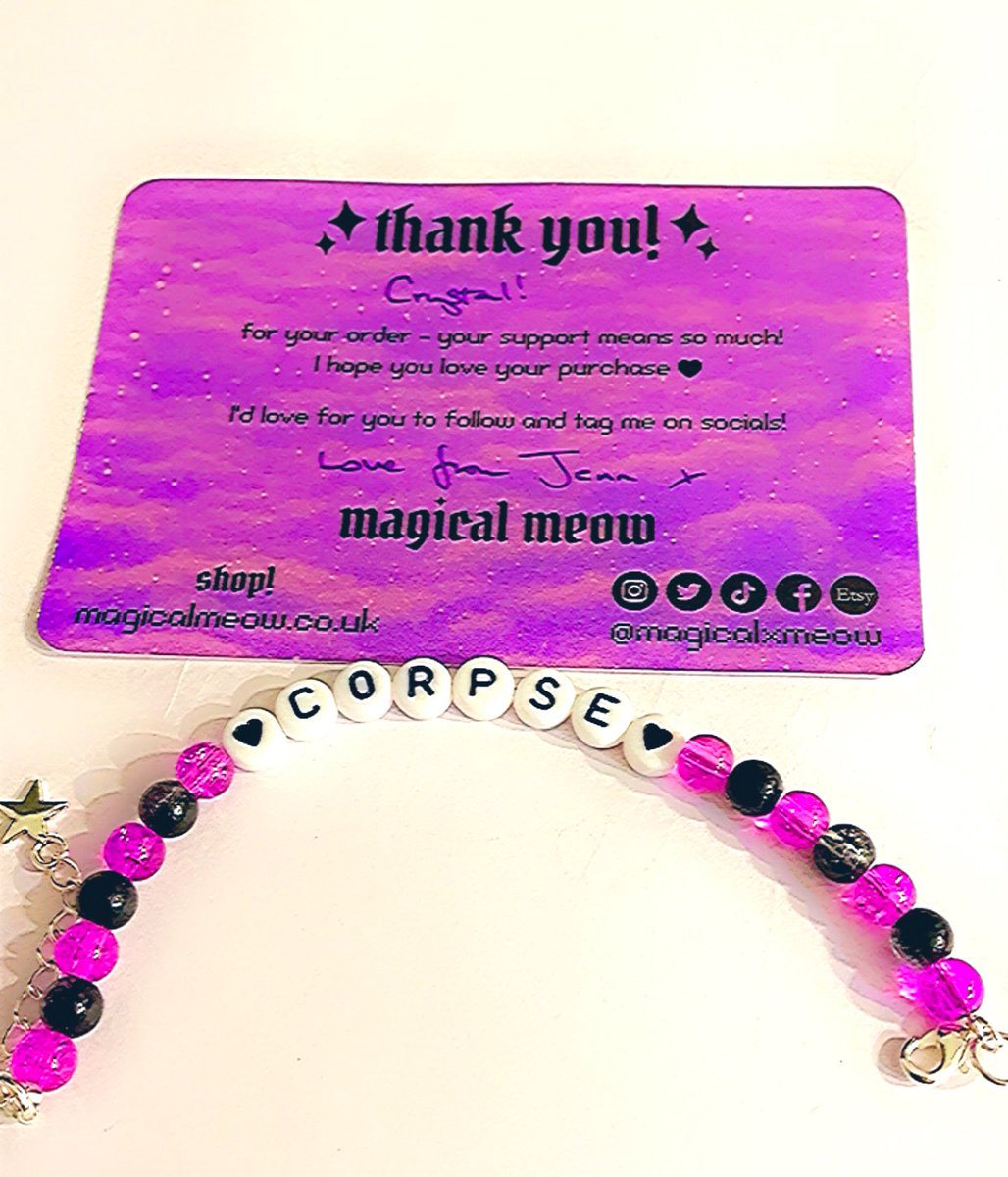 kitten3paws's tweet photo. I love my corpse bracelet tank you so much ☺️🖤💜 @magicalxmeow https://t.co/ZYF8fd8ln4