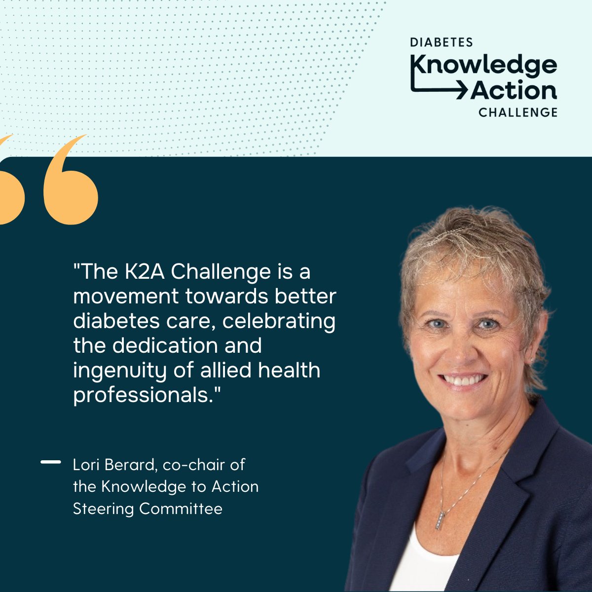 K2ADiabetes's tweet photo. Lori Berard has 35 years of experience in diabetes education, management and clinical research. Learn more about her perspective on the K2A Diabetes Challenge here:

https://t.co/TZEZyq3Kjn https://t.co/L4jqdGdNUE