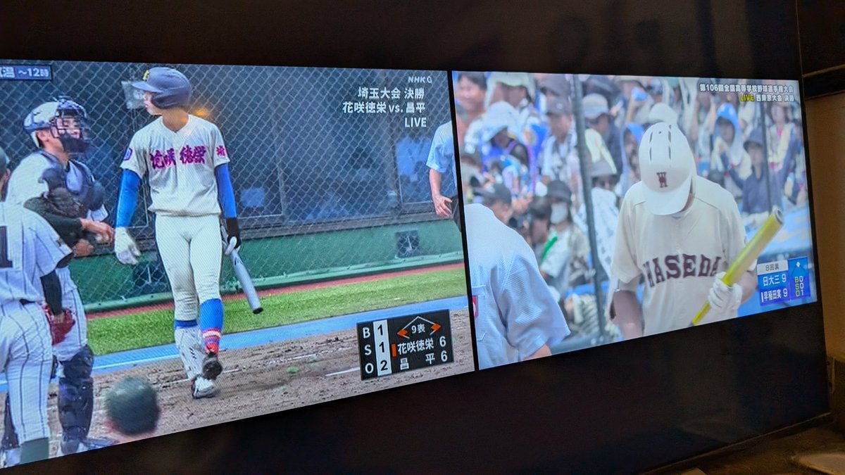 埼玉大会決勝
花咲徳栄VS昌平
西東京大会決勝
日大三VS早稲田実
いずれも同点で終盤…
二画面で観てます！
#高校野球