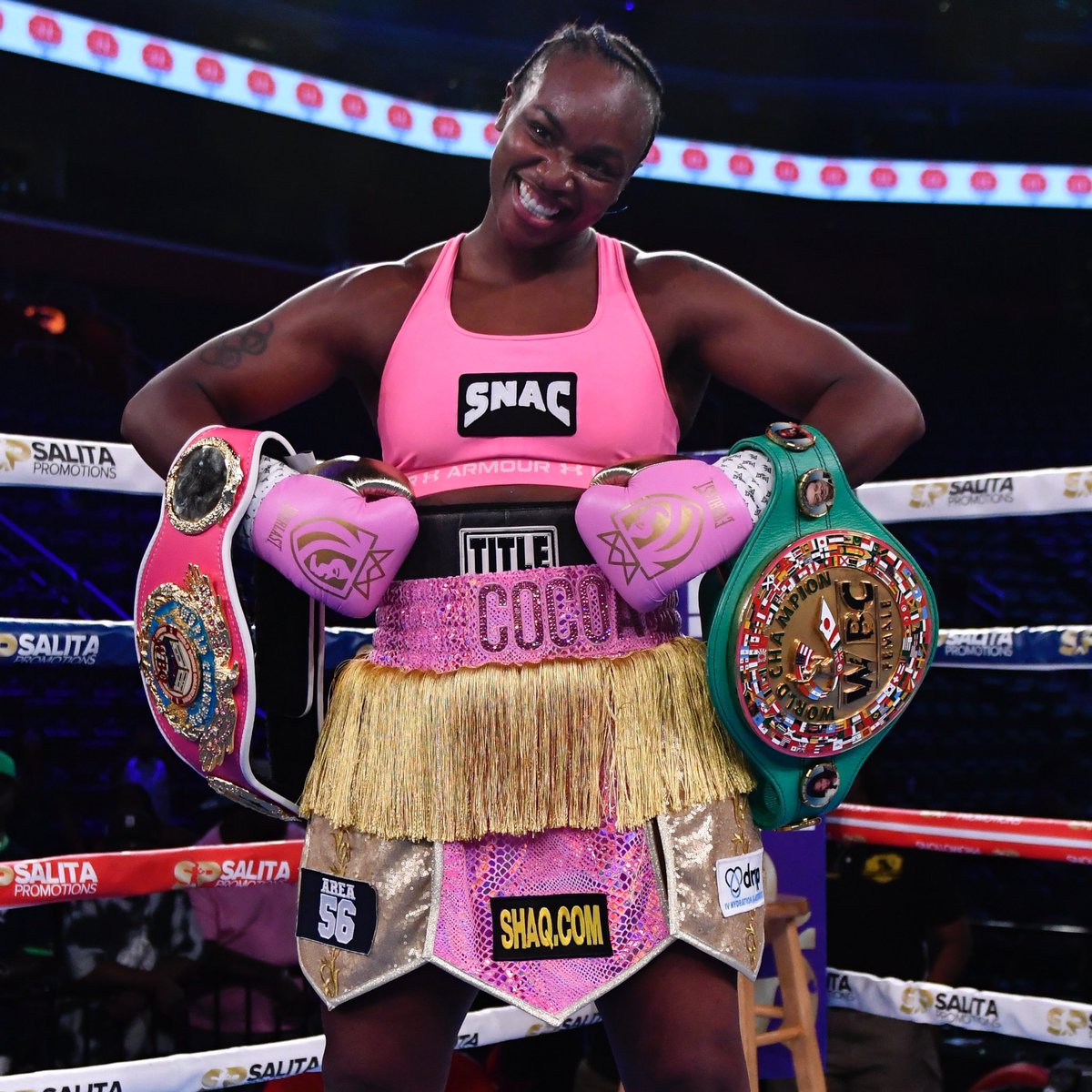 New hardware 🏆

<a href="/Claressashields/">Claressa Gwoat Shields</a> claims the WBC heavyweight title after stopping Vanessa Joanisse in the 2nd round.