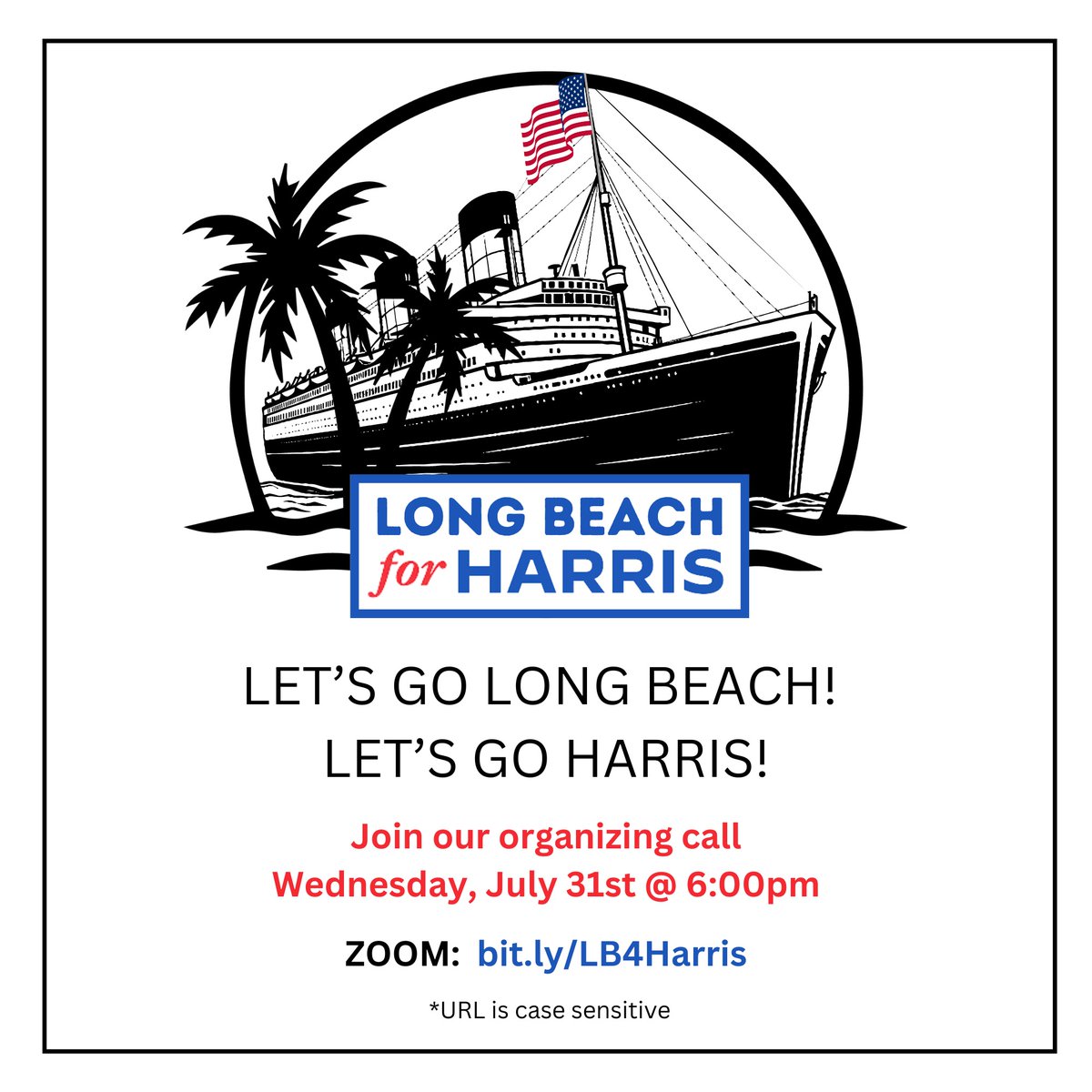 Long Beach, it's time to get organized. Join us next Wed, July 31st, at 6 pm to get the party started. We all have to do our part to ensure qualified and ethical leadership stays in the White House. 
Register here for the zoom -bit.ly/LB4Harris