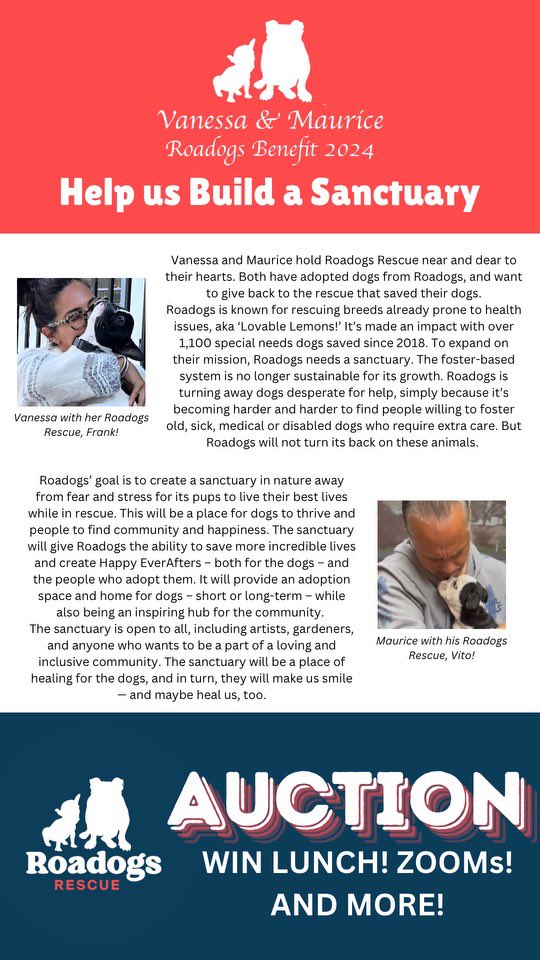 Maurice Benard (@mauricebenard) on Twitter photo Want to have Lunch or Zoom with me? Help us Build a Sanctuary! 
Click to bid to view and bid! All proceeds benefit Roadogs Rescue. 
32auctions.com/roadogs Want to have Lunch or Zoom with me? Help us Build a Sanctuary! 
Click to bid to view and bid! All proceeds benefit Roadogs Rescue. 
32auctions.com/roadogs