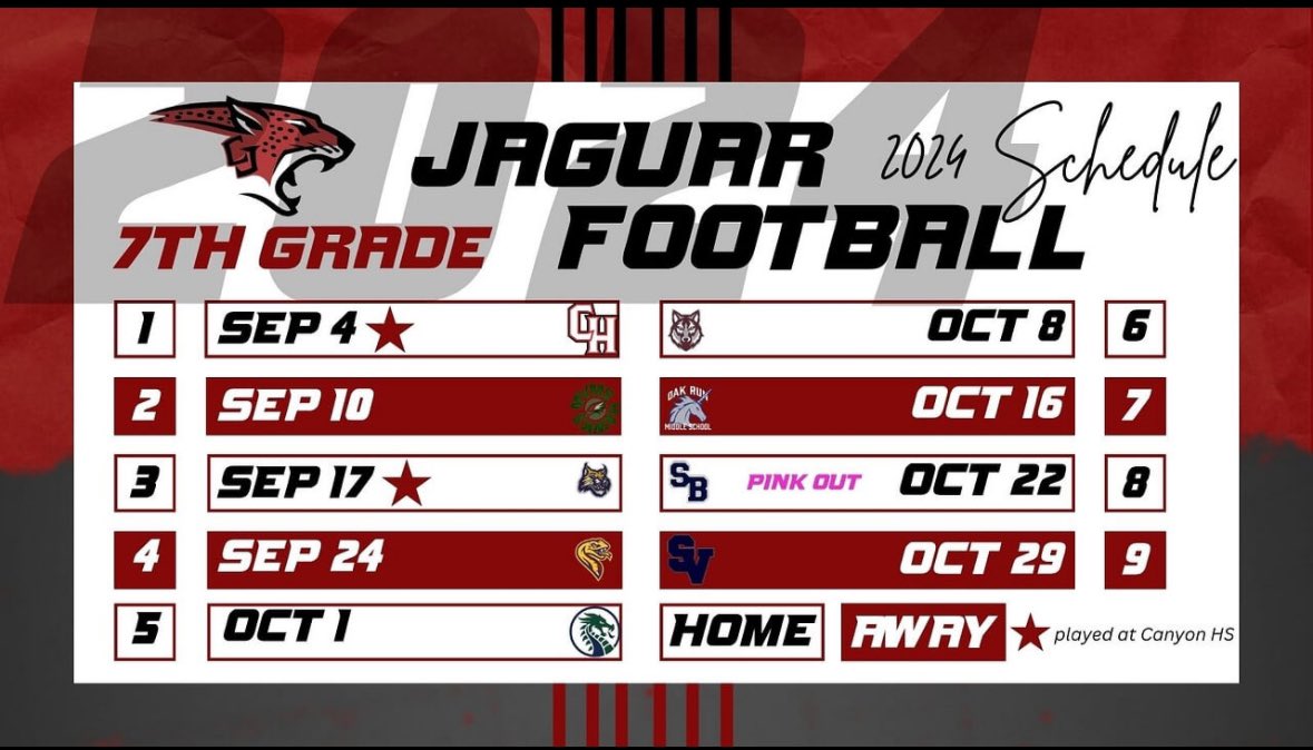 2024 <a href="/CanyonMiddle/">Canyon Middle School</a> 7th Grade Football Schedule <a href="/cisdnews/">Comal ISD</a>
