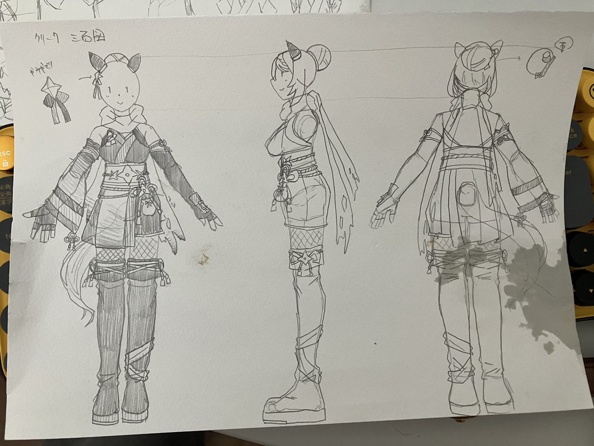 マンガ・イラスト作業用に描いたくのいちクリークの三面図に 猫ちゃんがお嘔吐なさいましたわ😭😭😭
ので供養…。吐瀉物は映り込んでないですが、跡地があるのでいちおうセンシティブ設定です。南無三🙏 