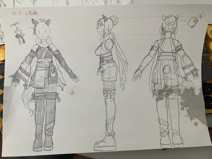 マンガ・イラスト作業用に描いたくのいちクリークの三面図に 猫ちゃんがお嘔吐なさいましたわ😭😭😭
ので供養…。吐瀉物は映り込んでないですが、跡地があるのでいちおうセンシティブ設定です。南無三🙏 