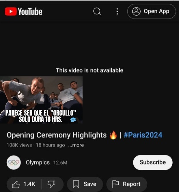 🇫🇷 Cuenta oficial de los juegos olímpicos eliminan video de su inauguración, el orgullo les duró poco 😂🏳️‍🌈💩

#Paris2024 
#openingsceremonie