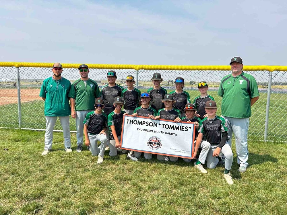AndersonGr5TES's tweet photo. Congratulations to the Thompson Cal Ripken 12U team on a great season! After winning a state championship in Velva last week, they qualified for the Midwest Plains Regional in Watford City. After losses to Minot and Williston, the boys defeated an All-Star team from Colorado 8-5. https://t.co/gHOmKtkGEX