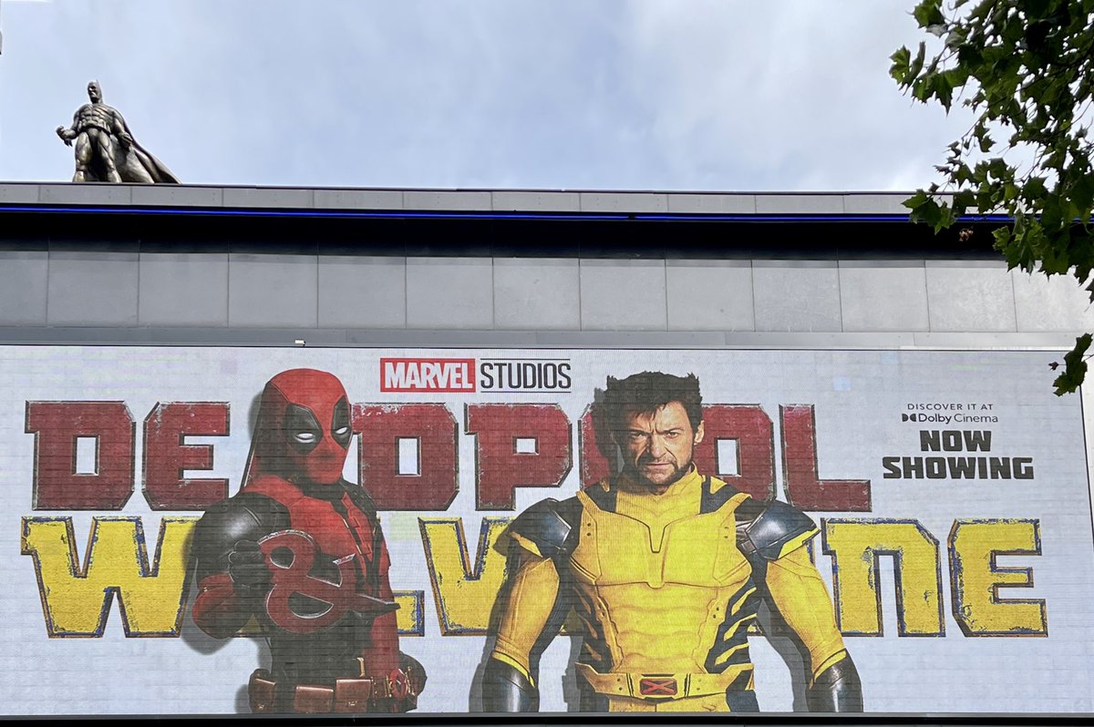 HSKalirai's tweet photo. Odeon Lux: Leicester Square 
Many in-jokes, fast moving Marvel comics fun. 
Batman (DC) looks down at the future (Marvel) https://t.co/108jRciOl9