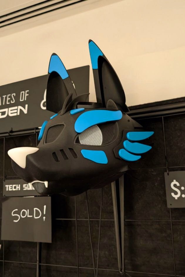 Last day of the con and we are almost there, our local Direwolf feeling the burn! (And while he is at it, checking in on his siblings) 

We have a couple LED tags and Tempest Tiger shirts left to sell, and one Blue wolf left looking for a home. Last chance to pop on by!