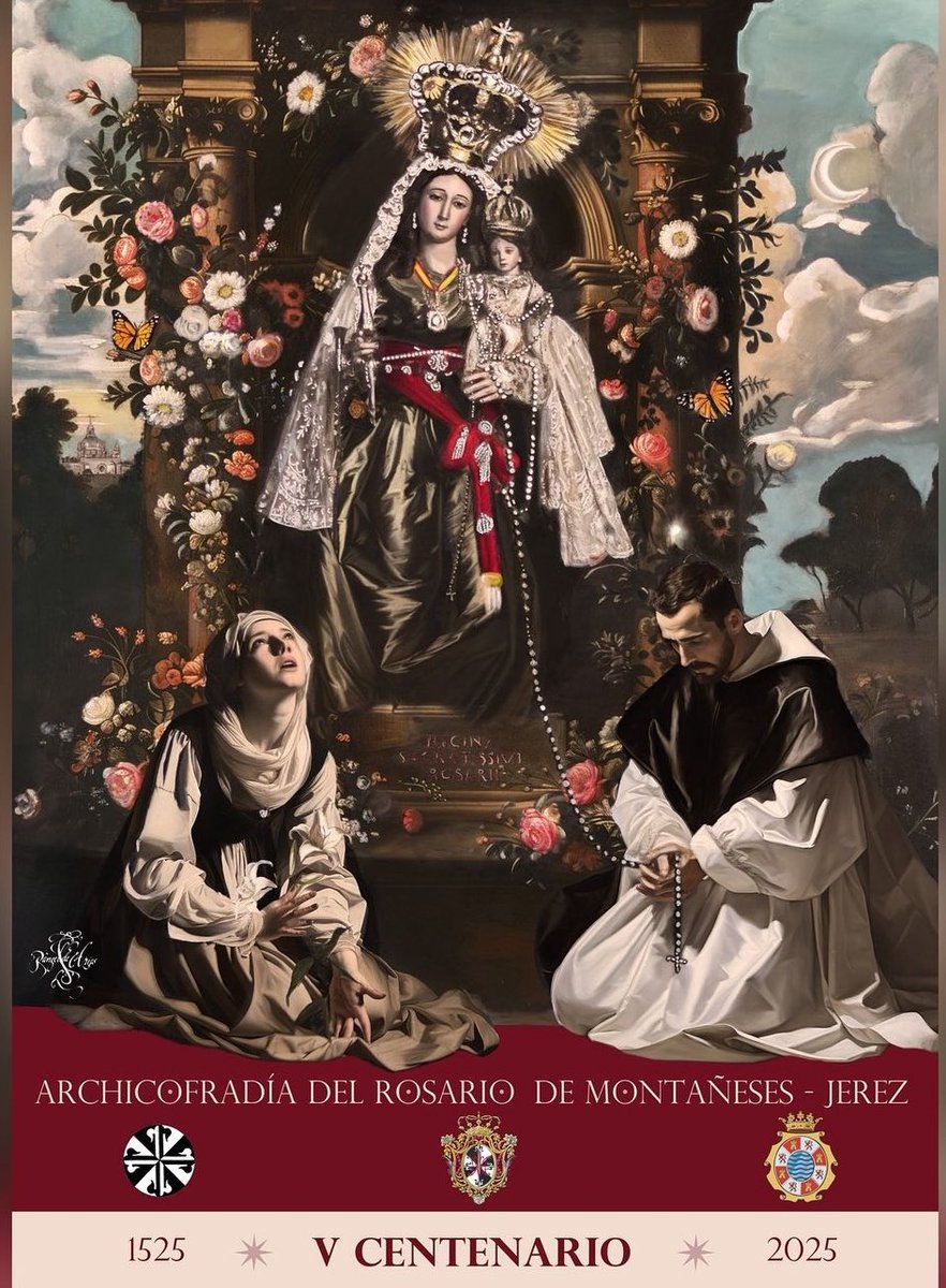 elllamadorcsr's tweet photo. El Cartel del V centenario de la Virgen del Rosario de Montañeses de Jerez. Por Ignacio Rangel @RangeldeArias https://t.co/Vs8eGwUv03