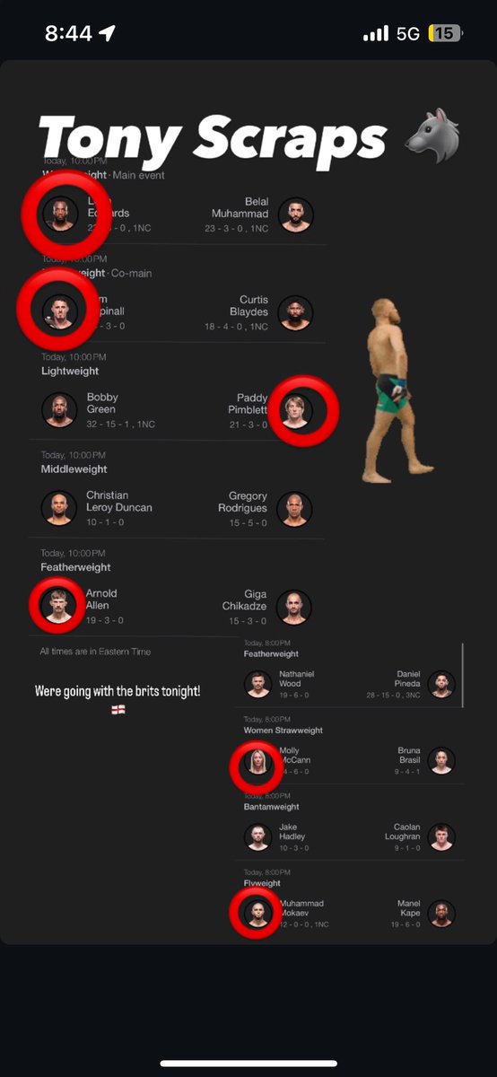 TonyScraps's tweet photo. My pics for #UFC304 https://t.co/gQMuTXffQi