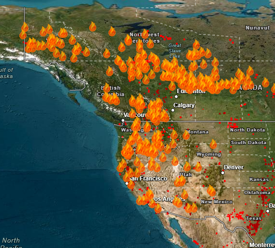 Breaking: Much of western North America is on fire (7/27/24). Be ready for a long and hot fire season. Too bad all of those trees are going up in smoke.