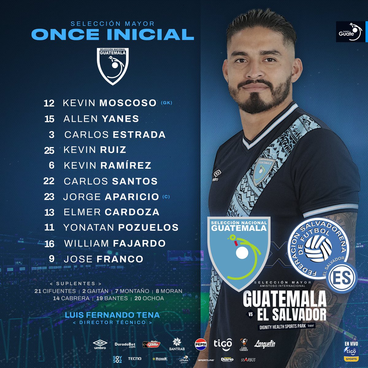 EL ONCE INICIAL DE GUATEMALA #ꜱᴇʟᴇᴍᴀʏᴏʀ 

🇬🇹ɢᴜᴀᴛᴇᴍᴀʟᴀ 🆚 ᴇʟ ꜱᴀʟᴠᴀᴅᴏʀ🇸🇻
⏱️8:30ᴘᴍ
📺 ᴛɪɢᴏ ꜱᴘᴏʀᴛꜱ

#ᴊᴜɴᴛᴏꜱɢᴜᴀᴛᴇ 💪💙🇬🇹 #VamosGuate