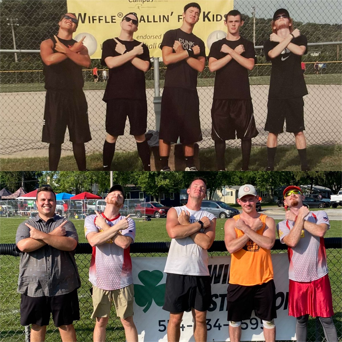 13 years later…
Five Olive Elementary Tigers. 
Wiffleball friendships run deep.
#WTF