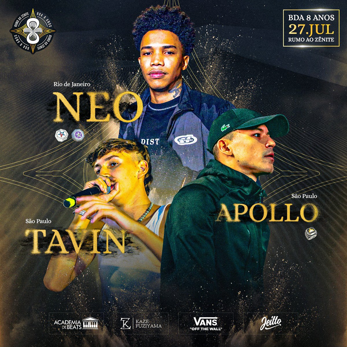 🏆 TRIO CAMPEÃO - BDA 8 ANOS 🏆

NEO, APOLLO E TAVIN vencem GURI, BARRETO E JOTAPE por 3x0 e faturam o grande título da edição de aniversário da BDA!!!!
Com isso TAVIN conquista seu 1º título de aniversário da BDA, APOLLO conquista seu 2° título e NEO conquista seu 3º título!!!!