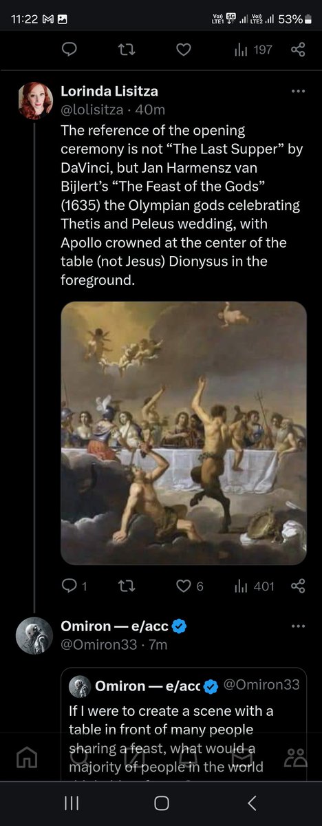 tom_hendrick's tweet photo. @GSpellchecker It's not the Last Supper (an Italian painting), it's the Olympus Feast of the gods. Tieing together (1) Olympic mythology; (2) France's culture of feast &amp; freedom; and (3) the absurdity of violence in a world of plenty. https://t.co/tMRO5qZ0pm