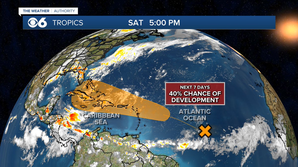 We'll be watching the central Atlantic the next few days, as conditions are forecast to become conducive for some tropical development.