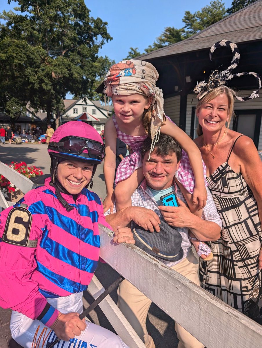 Amazing to meet a hero of my daughter, the great <a href="/jockeykdavis/">Katie Davis McCarthy</a> at Saratoga today!