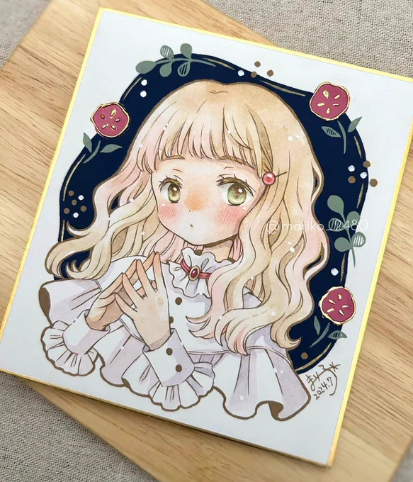 昨日引用元の2点追加で描きました!お迎え待ち原画のこちらと合わせてお一人様1点まで。14時以降追加購入可能ですご縁がありますように#メルメリィ 