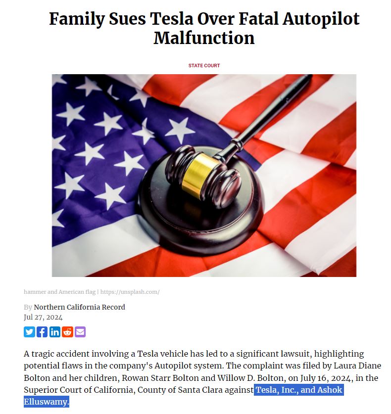 This is interesting: the family of a Tesla owner who was killed in an accident involving Autopilot is suing $TSLA and its Director of Autopilot Software.   

The number of Autopilot/FSD-related lawsuits in the US has climbed to over 90 outstanding cases.

norcalrecord.com/stories/662079…