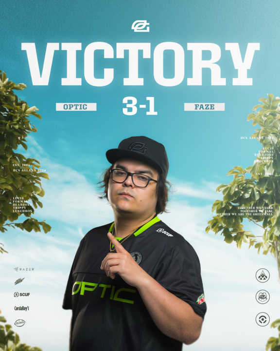 OpTicUpdate's tweet photo. @OpTic @FormaL @TriPPPeY @Lucid_TW @deadzZzone @Lunchbox FINAL: OpTic 3-1 FaZe

OpTic vs Pure // Losers Semis 

Tomorrow https://t.co/Mdj4T32TP8