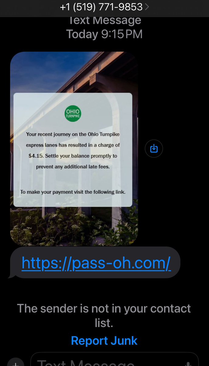 .<a href="/OhioTurnpike/">Ohio Turnpike</a> Beware scammers texting with fake tolls.