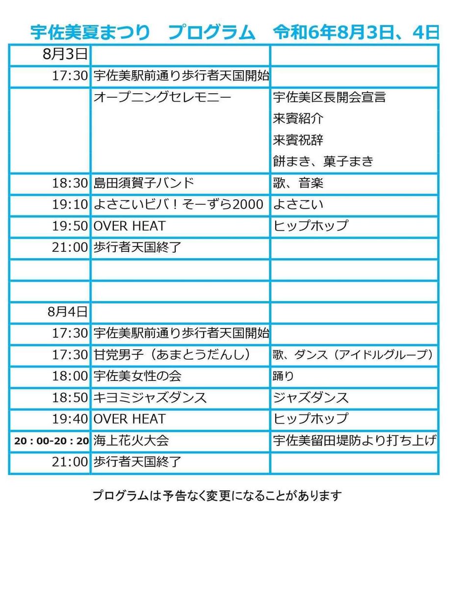 UsamiTourism's tweet photo. 8月３，４日は宇佐美夏まつりです。
3.4日は駅前歩行者天国。4日は海上花火大会です。
4日は17時すぎから宇佐美留田浜辺公園駐車場は無料開放されます。

4日日曜日は17：30から伊東お菓子ぃ共和国のアンバサダーをやってくれている「甘党男子」が来てくれますよ

20時からは海上花火大会が行われます https://t.co/jaUQSzMHgZ