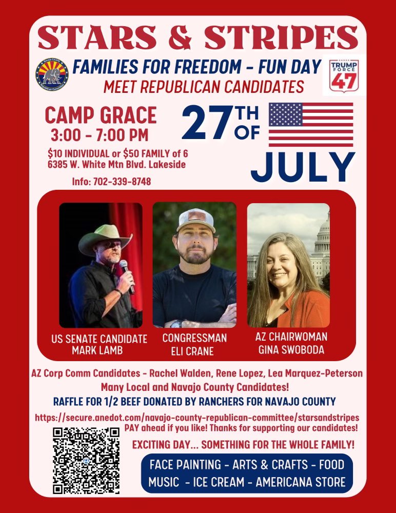 AZGOP's tweet image. Chair @GinaSwoboda joined @GopNavajo today for the Families for Freedom event!

Arizonans are fired up across the state to #KeepArizonaRed and send Donald J. Trump back to the White House! 🇺🇸