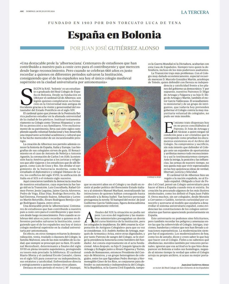 RColegioEspana's tweet photo. 660 años de Colegio de San Clemente de los Españoles en Bolonia @abc_es https://t.co/SiN8dywies