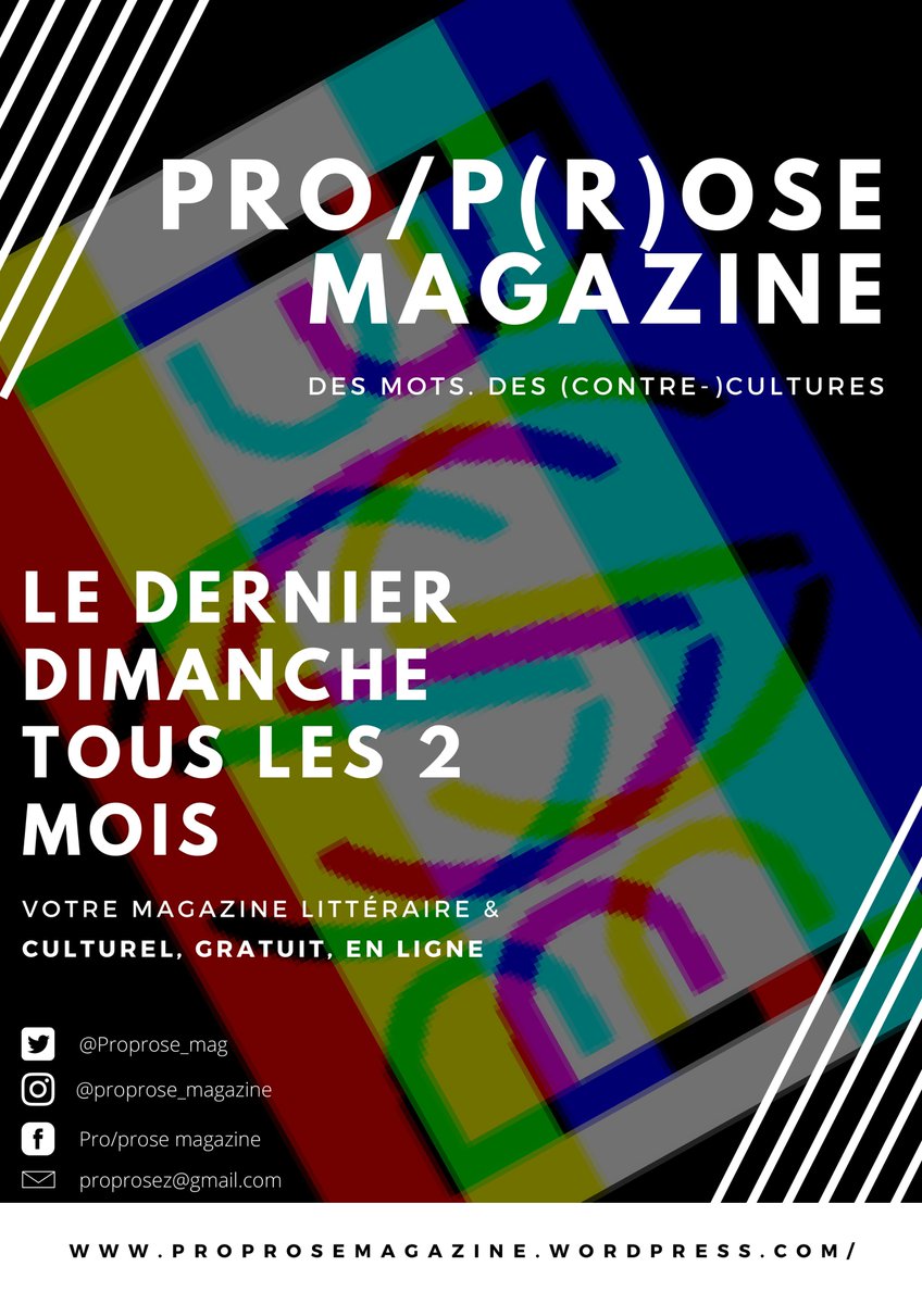 Juillet 2024 | Pro/p(r)ose Mag vous fait (re)découvrir des univers littéraire &amp; poétique singuliers à travers interviews chroniques &amp; créations inédites à retrouver en exclu : 

proprosemagazine.wordpress.com/2024/07/28/pro…

#littérature #culture #culturepourtous #interview #littératurecontemporaine